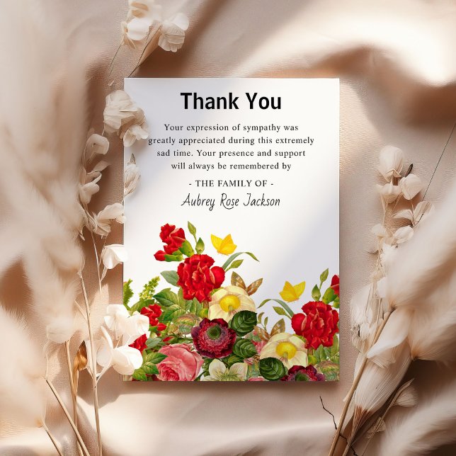 Colorful Floral Sympathy Funeral Thank You Announcement (Creator Uploaded)