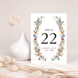Colorful Floral Table Number<br><div class="desc">Our Colorful Floral Table Number is the perfect way to share your joyous event! Unique and whimsical, this modern table number features stunning rustic boho chic hand-painted watercolor florals in colors of dark blue, bright pink, blush pink, golden yellow, vibrant red, and sage green leaves that are perfect for modern...</div>
