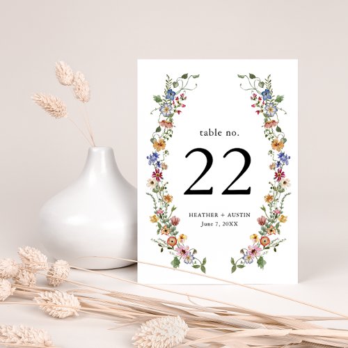 Colorful Floral Table Number