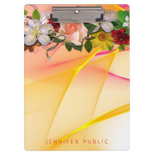 Colorful Floral Template Watercolor Pink Yellow Clipboard