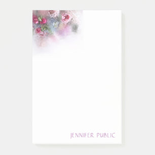 Colorful Floral Template Watercolor Roses Flowers Post-it Notes