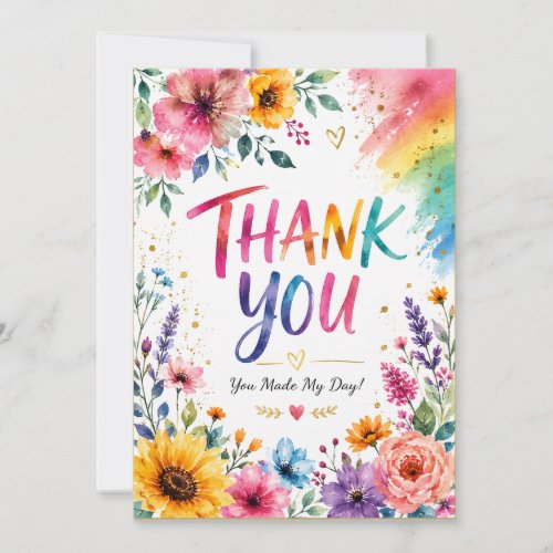 Colorful Floral Thank You Card