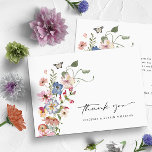Colorful Floral Thank You Card<br><div class="desc">Our Colorful Floral Thank You Card is the perfect way to share your joyous event! Unique and whimsical, this modern card features stunning rustic boho chic hand-painted watercolor florals in colors of dark blue, bright pink, blush pink, golden yellow, vibrant red, and sage green leaves that are perfect for modern...</div>