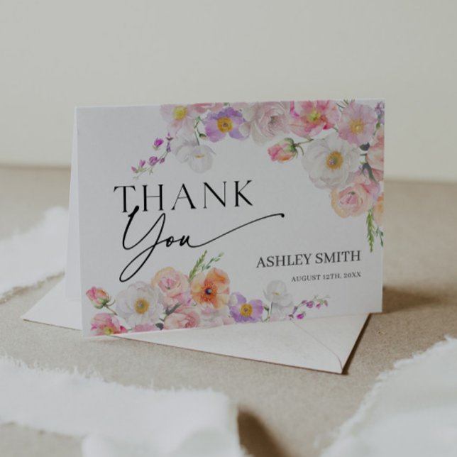 Colorful Floral  Thank You Card (Creator Uploaded)