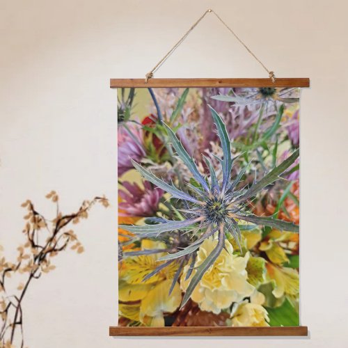 Colorful Floral Thistle and Flowers Botanical Hanging Tapestry