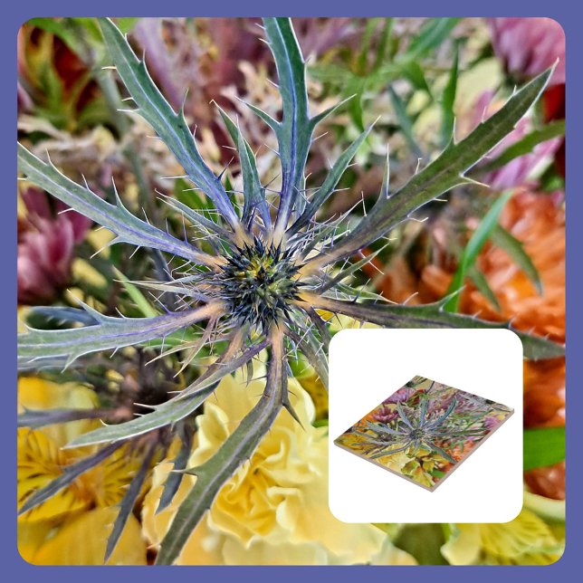 Colorful Floral Thistle and Flowers photographic Ceramic Tile (Creator Uploaded)