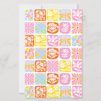 Colorful Floral Tile Botanical Folk Whimsical