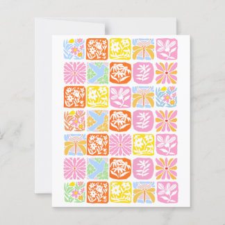 Colorful Floral Tile Botanical Folk Whimsical