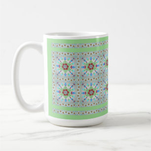 Colorful Floral Tile Pattern Mug (green)