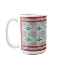 Colorful Floral Tile Pattern Mug (Red)