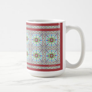Colorful Floral Tile Pattern Mug (Red)