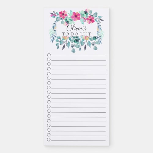 Colorful Floral To Do List Magnetic Notepad