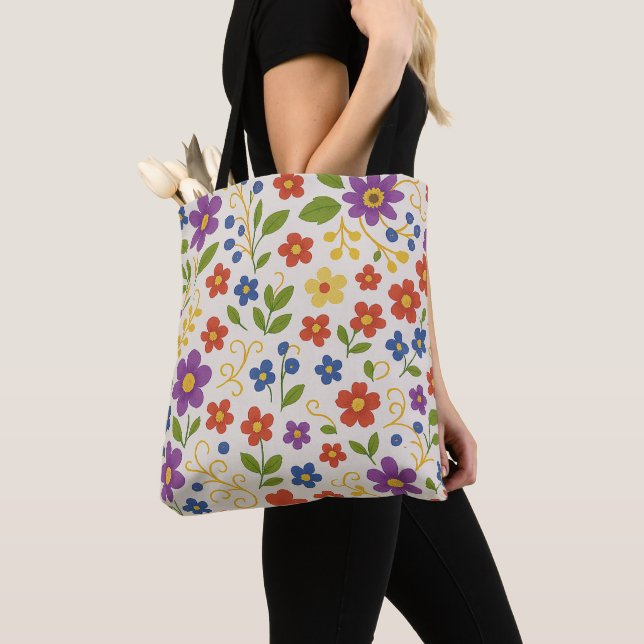 Colorful Floral Tote Bag (Close Up)