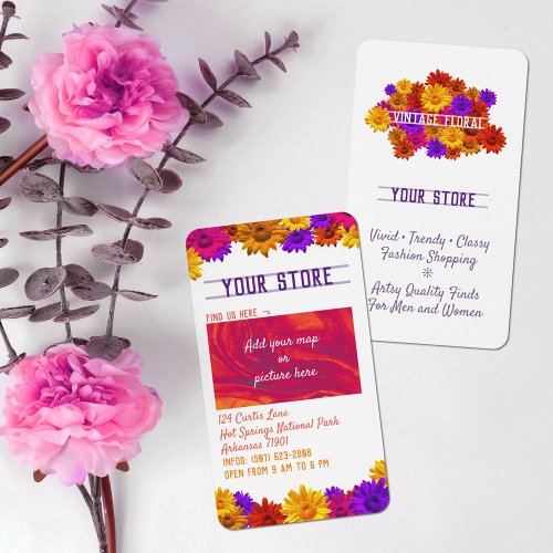 Colorful Floral Trendy Fashion Store Vivid Girly Business Card