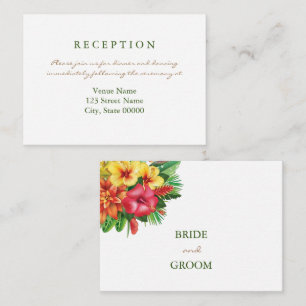 Colorful floral tropical wedding reception enclosure card