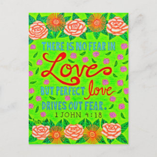 Colorful Floral Typography Bible Verse On Love Postcard