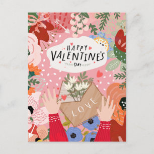 Colorful Floral Valentine Postcard