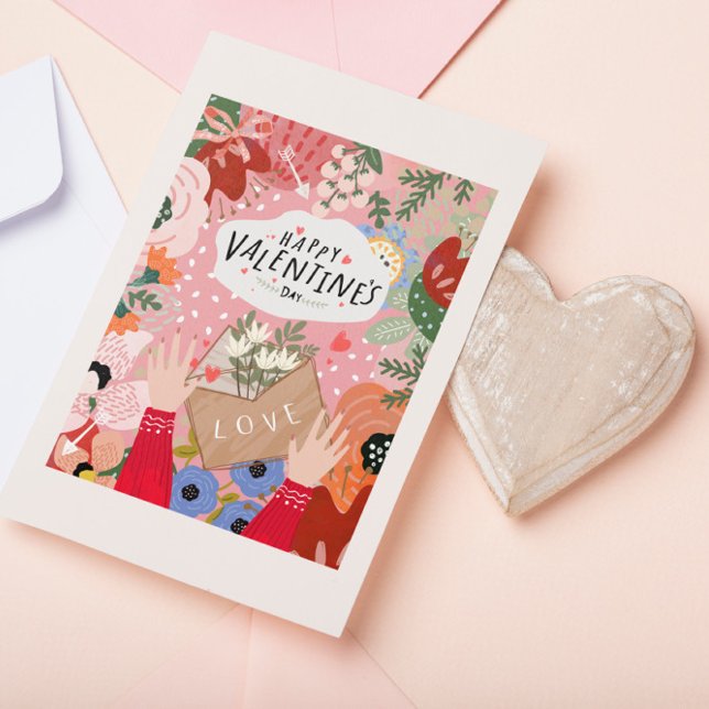 Colorful Floral Valentine Thank You Card (Creator Uploaded)