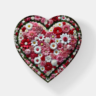 Colorful, floral valentine's day heart paperweight