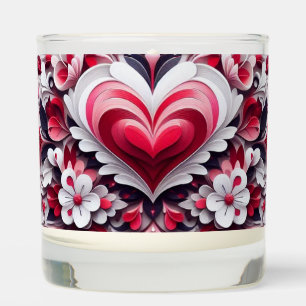 Colorful, floral valentine's day heart scented candle