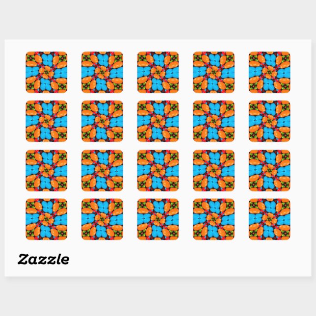 Colorful Floral Variation Pattern Square Sticker (Sheet)