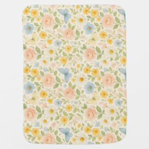 Colorful Floral vintage pattern with butterflies Baby Blanket