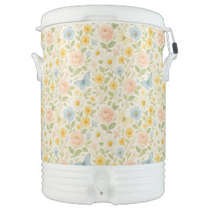 Colorful Floral vintage pattern with butterflies Beverage Cooler