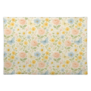 Colorful Floral vintage pattern with butterflies Cloth Placemat