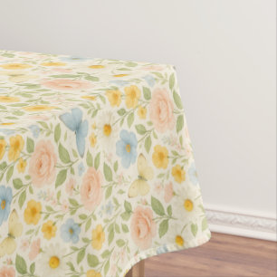 Colorful Floral vintage pattern with butterflies Tablecloth