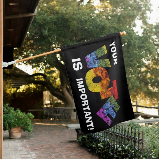 Colorful Floral VOTE Flag (In SItu)