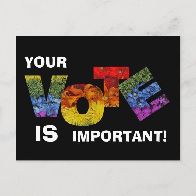 Colorful Floral VOTE Postcard (Front)