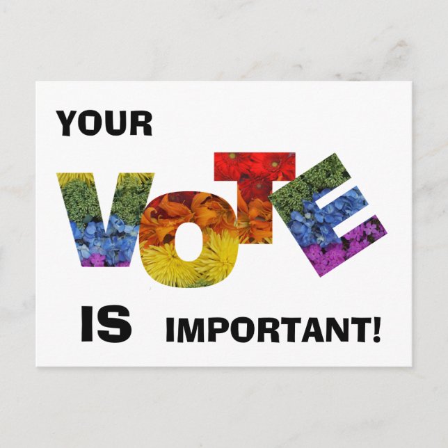Colorful Floral VOTE Postcard (Front)