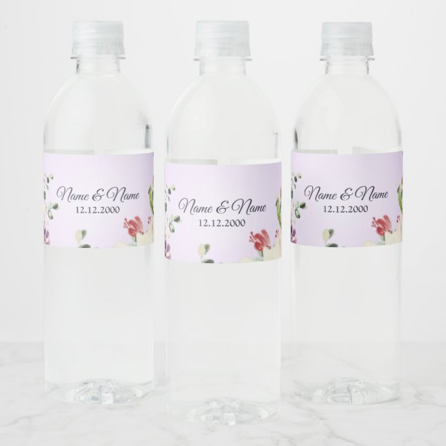 Colorful Floral Water Bottle Label (Bottles)
