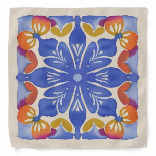 Colorful Floral Watercolor Bandana