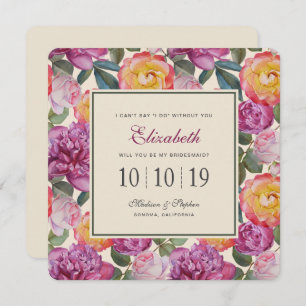 Colorful Floral Watercolor Bouquet - Bridesmaid Invitation