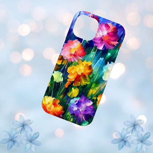 Colorful Floral Watercolor Flowers Art iPhone 15 Case