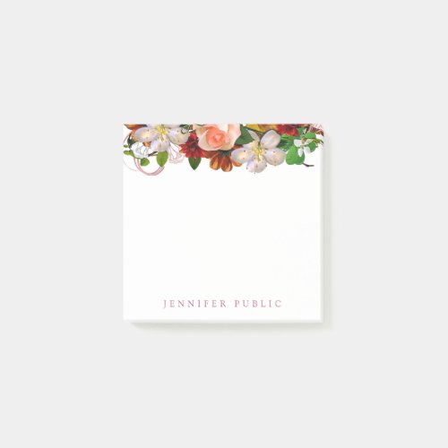 Colorful Floral Watercolor Flowers Roses Elegant Post_it Notes