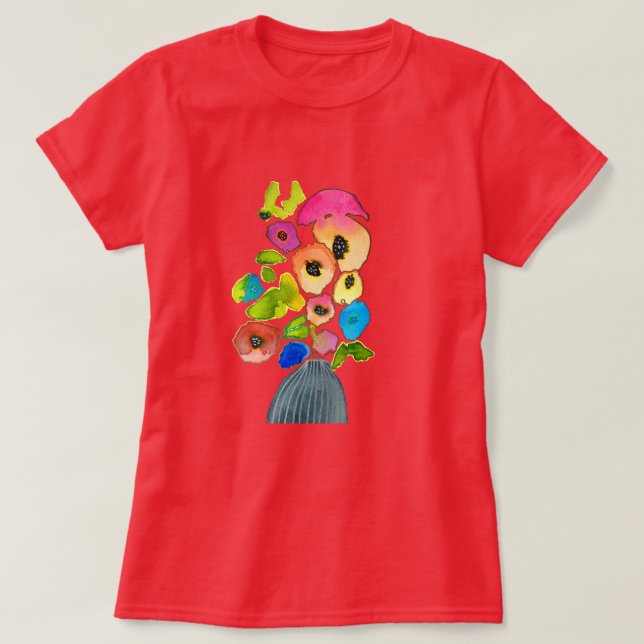 Colorful floral watercolor flowers T-Shirt (Design Front)