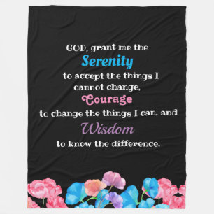 Colorful Floral Watercolor Serenity Prayer Fleece Blanket