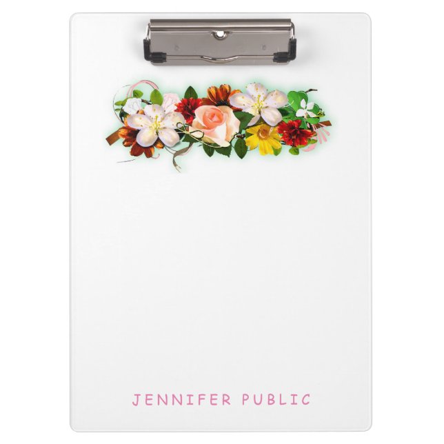 Colorful Floral Watercolor Template Elegant Modern Clipboard (Front)