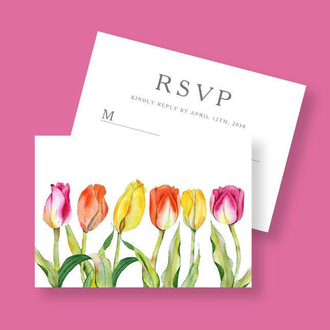 Colorful Floral Watercolor Tulip Easter RSVP Card (Colorful Floral Watercolor Tulip Easter RSVP Card)