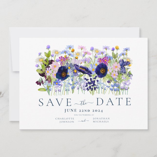 Colorful Floral Watercolor Wedding Save The Date (Front)