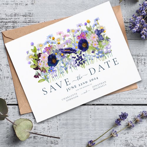 Colorful Floral Watercolor Wedding Save the Date Invitation Postcard
