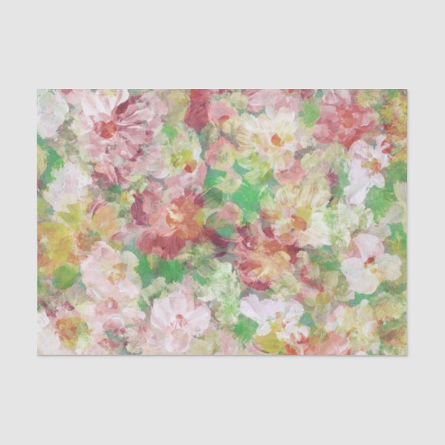 Colorful Floral Watercolors Collage Tissue Paper (Front)