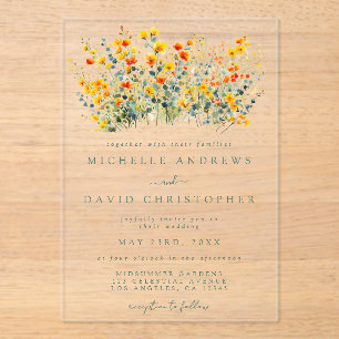 Colorful Floral Wedding Acrylic Invitations
