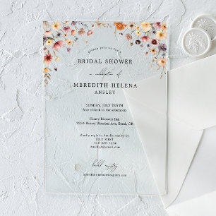 Colorful Floral Wedding Bridal Shower Acrylic Invitations