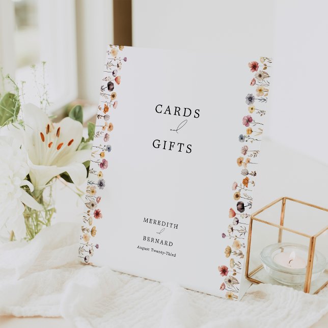 Colorful Floral Wedding Cards and Gifts Pedestal Sign (Creator Uploaded)