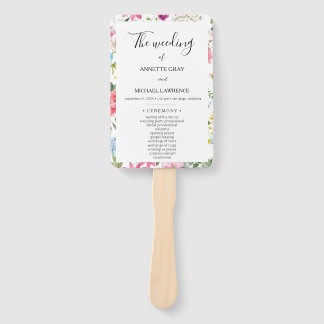 Colorful Floral wedding ceremony program Hand Fan
