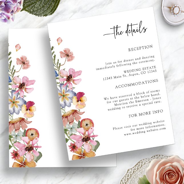 Colorful Floral Wedding Detail Enclosure Card (Colorful Floral Wedding Detail Enclosure Card by Painted Paperie
)