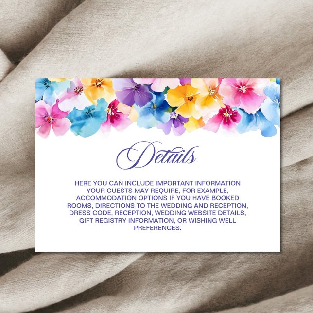 Colorful Floral Wedding Details Enclosure Card (Creator Uploaded)
